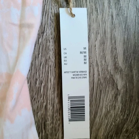 Sold NWT Rae Dunn 'DOG MAMA' Striped Dyed T-shirt - Size Medium - Picture 9 of 9